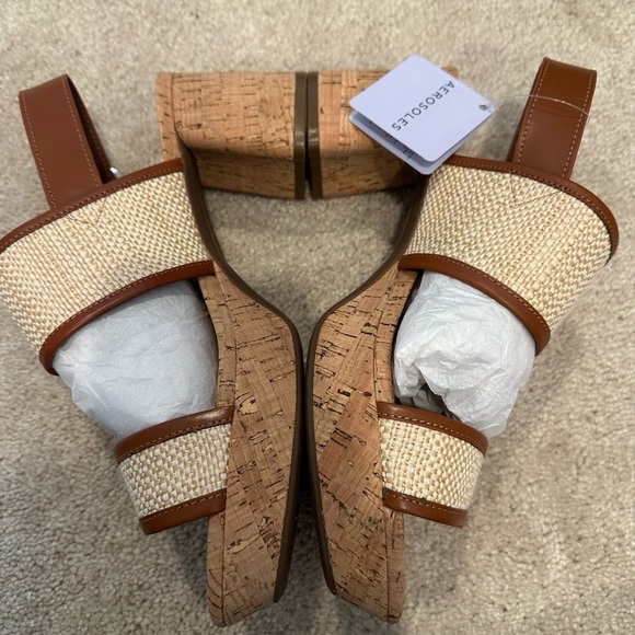 Aerosoles Platform Sandal in Sand Raffia 9.5 NWT - Picture 6 of 7
